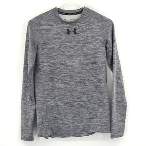 Under Armour YXL gray black logo Heathered long sleeve fitted cold gear shirt
